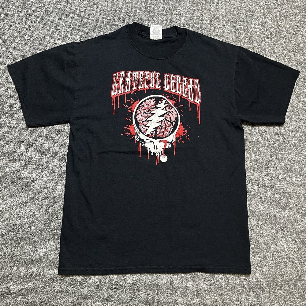 Jerzees‎ Black Grateful Undead Skull Graphic T-Shirt Men's Size M 100% Cotton
